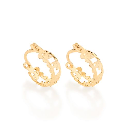 BRINCO ARGOLA COM LUAS E ESTRELAS BANHADO A OURO 18K