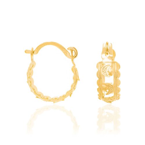 BRINCO ARGOLA COM LUAS E ESTRELAS BANHADO A OURO 18K