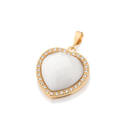 PINGENTE BANHADO A OURO 18K CORAÇÃO EM PEDRA COM ZIRCÔNIAS