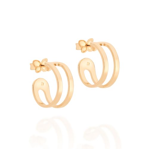 BRINCO MEIA ARGOLA ARO DUPLO BANHADO A OURO 18K