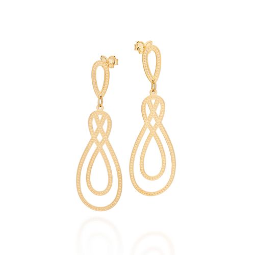 MAXI BRINCO PÊNDULO ABSTRATO BANHADO A OURO 18K