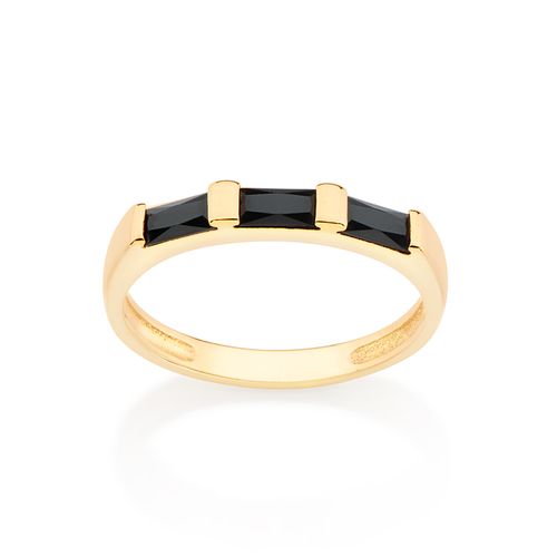 MEIA ALIANÇA BANHADA A OURO 18K COM ZIRCÔNIAS BAGUETES