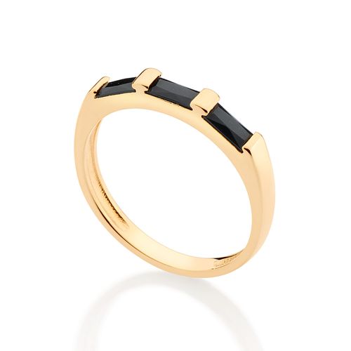 MEIA ALIANÇA BANHADA A OURO 18K COM ZIRCÔNIAS BAGUETES