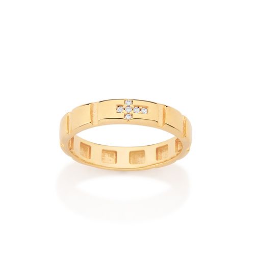 ANEL CRUZ BANHADO A OURO 18K COM ZIRCÒNIAS