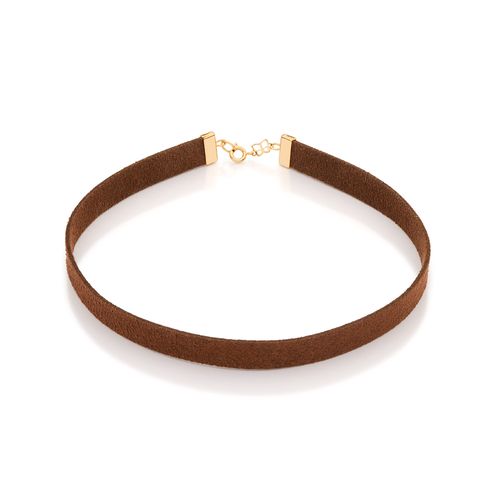 CHOKER DE COURO SINTÉTICO BANHADO A OURO 18K