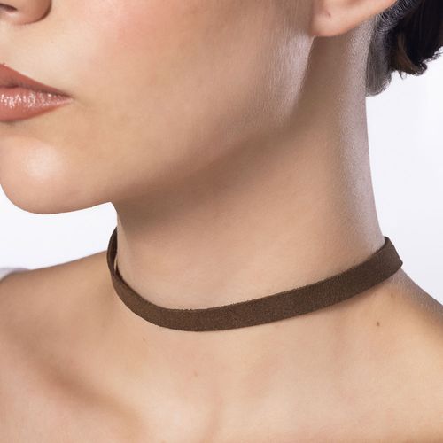 CHOKER DE COURO SINTÉTICO BANHADO A OURO 18K