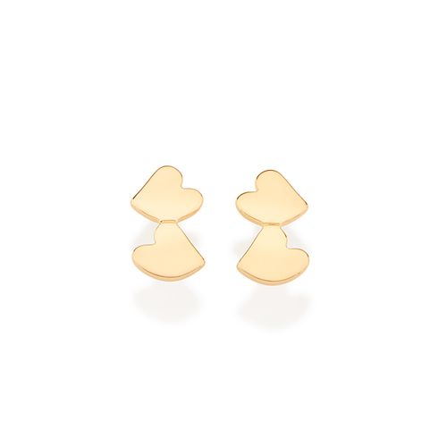 BRINCO CORAÇÃO DUPLO BANHADO A OURO 18K