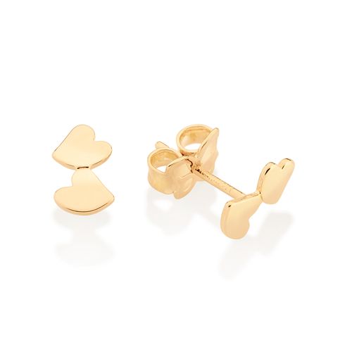 BRINCO CORAÇÃO DUPLO BANHADO A OURO 18K
