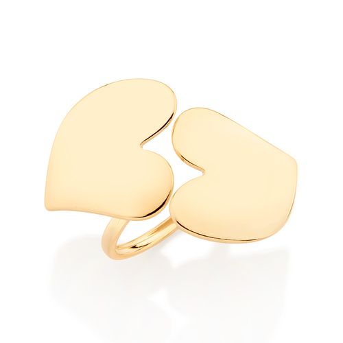 ANEL AJUSTÁVEL CORAÇÕES BANHADO A OURO 18K