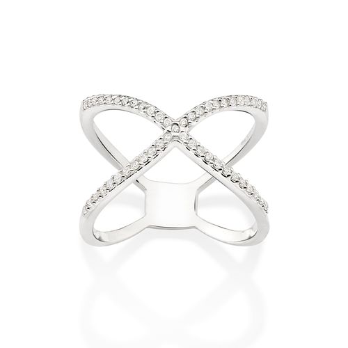 ANEL ARO DUPLO DE PRATA 925 COM ZIRCÔNIAS