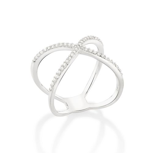 ANEL ARO DUPLO DE PRATA 925 COM ZIRCÔNIAS