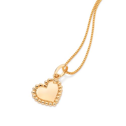 PINGENTE CORAÇÃO COM ESFERAS BANHADO A OURO 18K