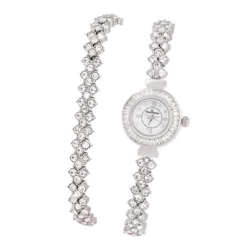 RELÓGIO ANÁLOGICO SOCIAL PRATA COM CRISTAIS