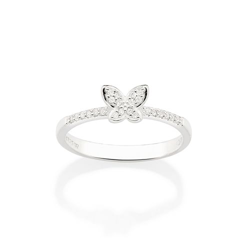 ANEL SKINNY BORBOLETA DE PRATA 925 COM ZIRCÔNIAS