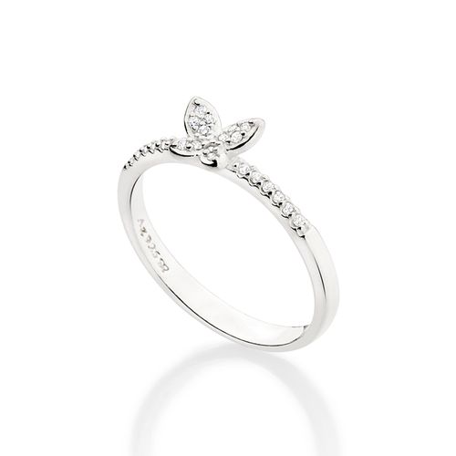 ANEL SKINNY BORBOLETA DE PRATA 925 COM ZIRCÔNIAS