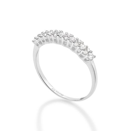 MEIA ALIANÇA DE PRATA MACIÇA 925 COM ZIRCÔNIAS