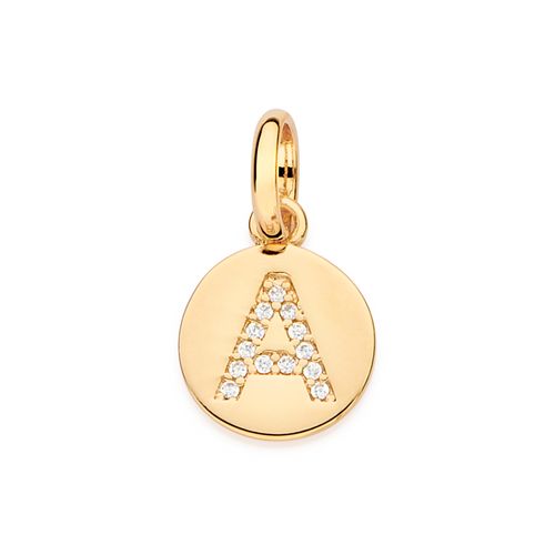 PINGENTE LETRA BANHADO A OURO 18K COM ZIRCÔNIAS -LETRA A
