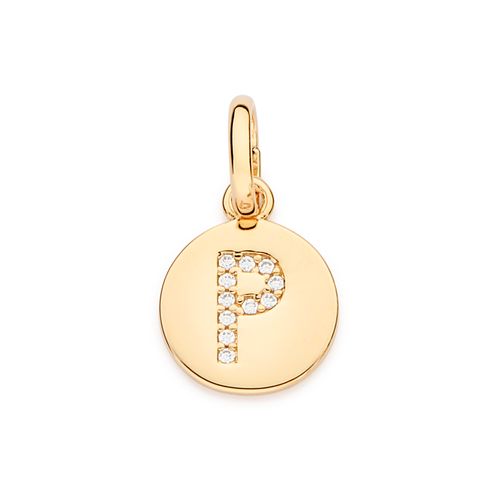 PINGENTE LETRA BANHADO A OURO 18K COM ZIRCÔNIAS -LETRA P