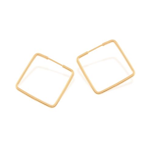 BRINCO ARGOLA QUADRADA BANHADO A OURO 18K