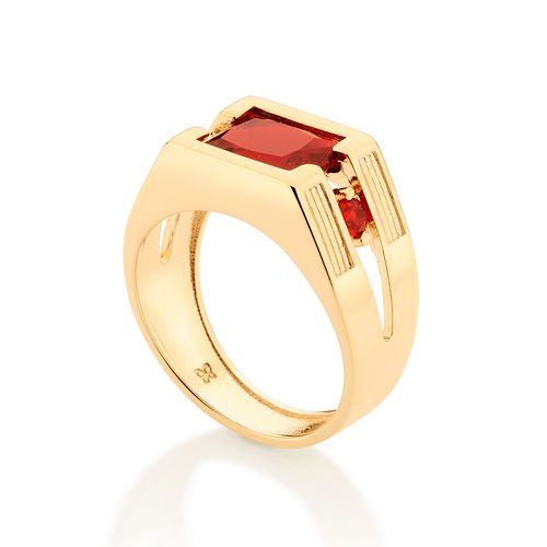 ANEL MASCULINO BANHADO A OURO 18K COM CRISTAIS