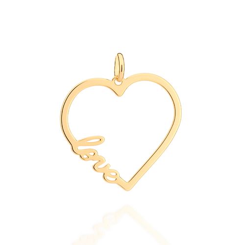 PINGENTE CORAÇÃO LOVE BANHADO A OURO 18K