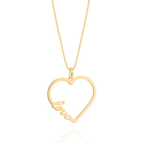 PINGENTE CORAÇÃO LOVE BANHADO A OURO 18K
