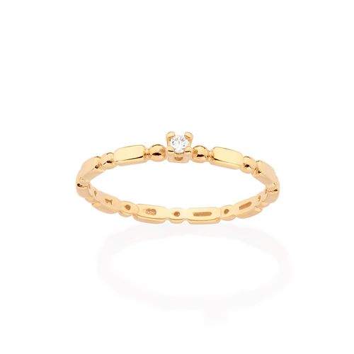 ANEL SOLITÁRIO BANHADO A OURO 18K COM ZIRCÔNIA