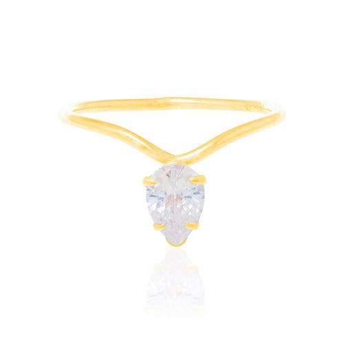 ANEL SOLITÁRIO BANHADO A OURO 18K COM ZIRCÔNIA