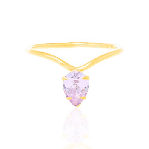 ANEL SOLITÁRIO BANHADO A OURO 18K COM ZIRCÔNIA