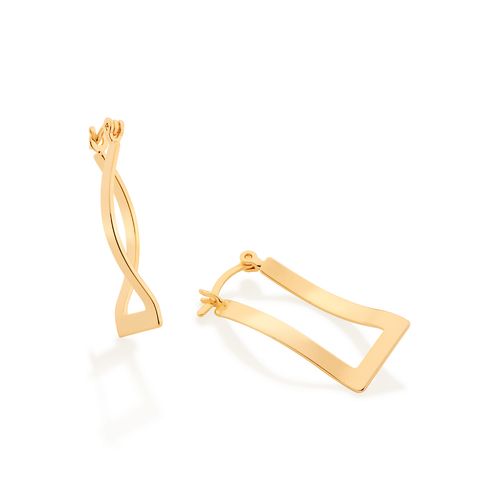 BRINCO ARGOLA RETÂNGULAR BANHADO A OURO 18K