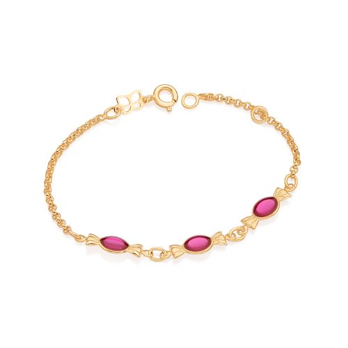PULSEIRA BANHADA A OURO 18K INFANTIL COM BOMBONS