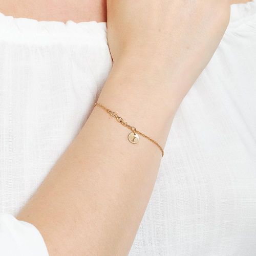 PULSEIRA INFINITO E LETRA BANHADA A OURO 18K -LETRA I