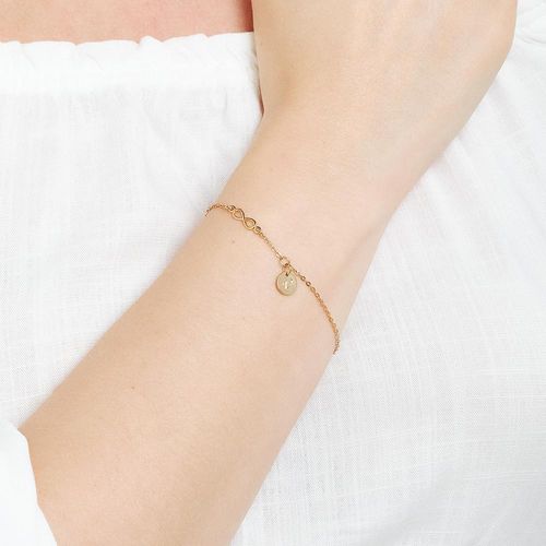 PULSEIRA INFINITO E LETRA BANHADA A OURO 18K -LETRA V