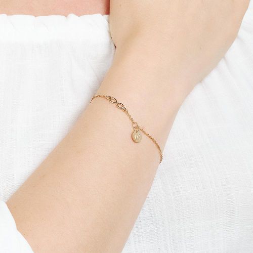 PULSEIRA INFINITO E LETRA BANHADA A OURO 18K -LETRA W