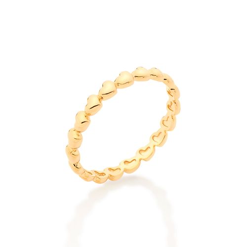 ANEL SKINNY CORAÇÕES BANHADO A OURO 18K