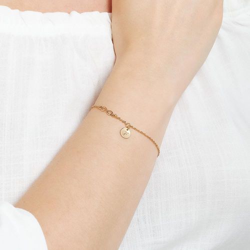 PULSEIRA INFINITO E LETRA BANHADA A OURO 18K -LETRA F