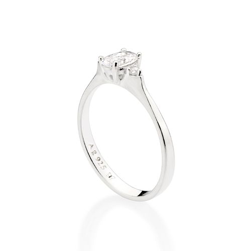 ANEL SOLITÁRIO DE PRATA 925 COM ZIRCÔNIAS