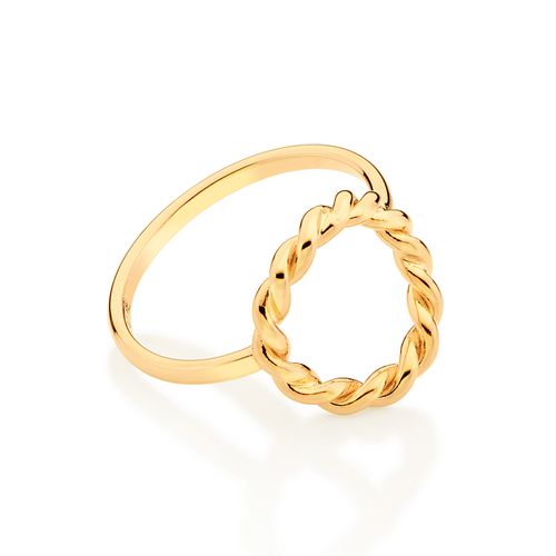 ANEL CÍRCULO TORCIDO BANHADO A OURO 18K
