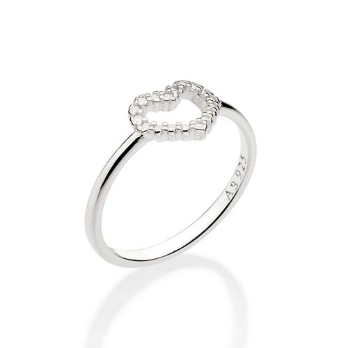 ANEL CORAÇÃO DE PRATA 925 COM ZIRCÔNIAS