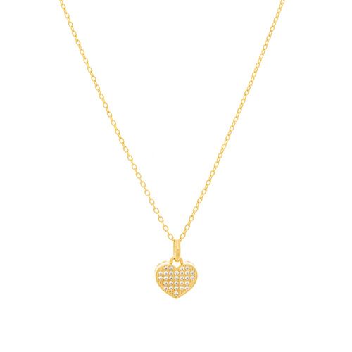 CORDÃO BANHADO A OURO 18K COM CORAÇÃO CRAVEJADO POR ZIRCÔNIAS