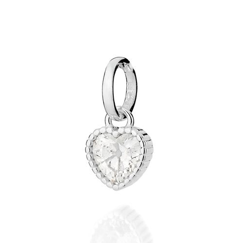 PINGENTE SOLITÁRIO CORAÇÃO DE PRATA MACIÇA 925 COM ZIRCÔNIA