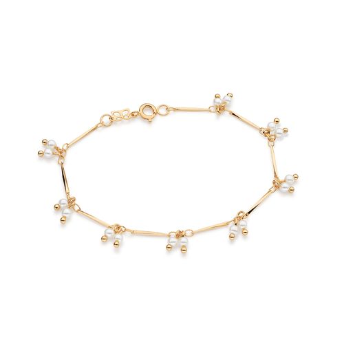 PULSEIRA BANHADA A OURO 18K COM PÉROLAS SINTÉTICAS
