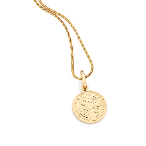 MEDALHA SÃO BENTO BANHADA A OURO 18K