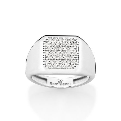 ANEL QUADRADO DE PRATA MACIÇA 925 COM ZIRCÔNIAS