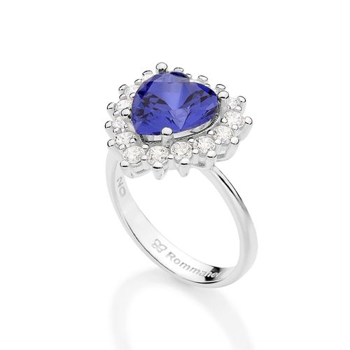 ANEL CORAÇÃO DE PRATA MACIÇA 925 COM ZIRCÔNIAS