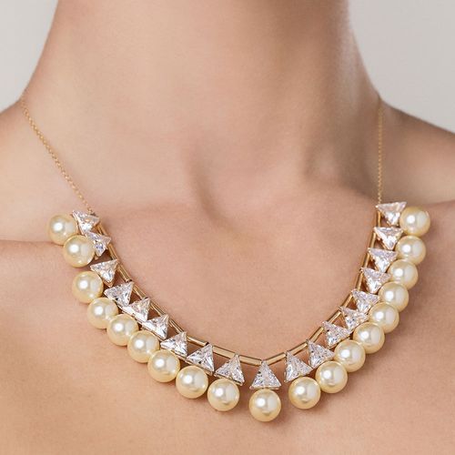 GARGANTILHA BANHADA A OURO 18K COM ZIRCÔNIAS E PÉROLAS SINTÉTICAS