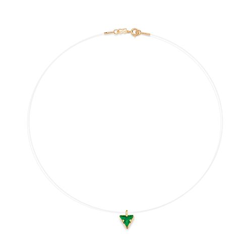 GARGANTILHA FIO DE NYLON BANHADO A OURO 18K COM ZIRCÔNIA