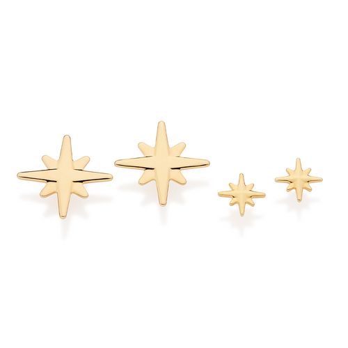 KIT BRINCO ESTRELAS BANHADO A OURO 18K
