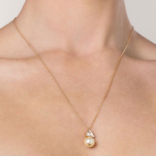 GARGANTILHA BANHADA A OURO 18K COM ZIRCÔNIA E PÉROLA SINTÉTICA