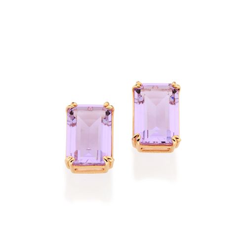 BRINCO SOLITÁRIO RETANGULAR BANHADO A OURO 18K COM CRISTAIS